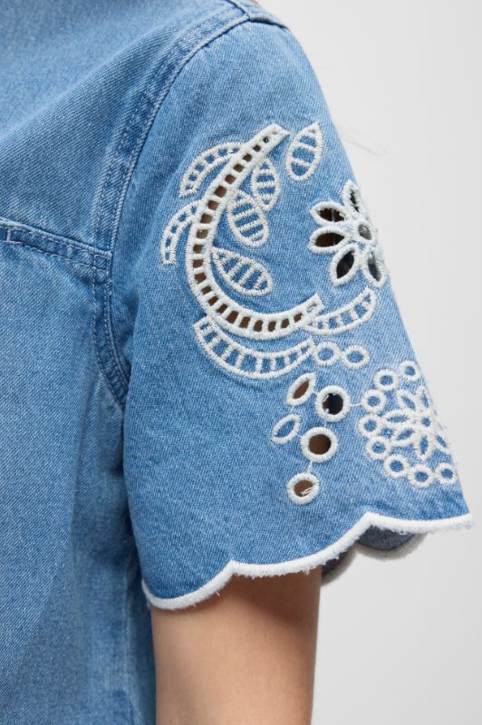 Object Idda denimskjorte med broderi I Dresslab