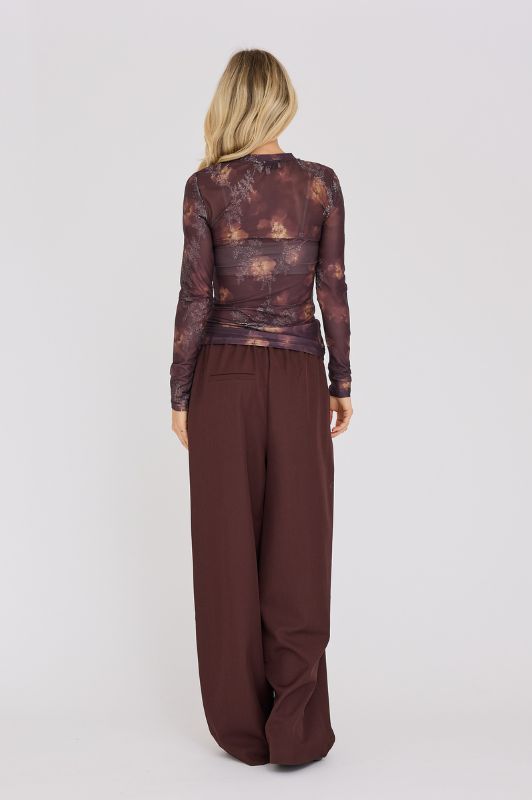 A-View Silke bluse I Brun meshbluse med blomsterprint