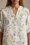 Moondust gage bluse i bomuld I Hvid med farverige blomster I Dresslab