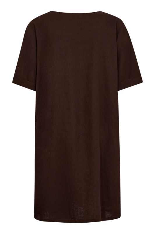 Freequent Lava dress | Hørkjole med lommer i brun I Dresslab