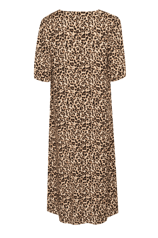 Saint Tropez Gazel Long I Leopard kjole med v-hals