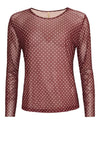 Ofelia Gwen bluse | Bordeaux mesh med hvide prikker
