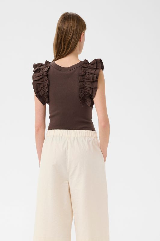 Karen By Simonsen Oda Tank | Top i chokoladebrun I Dresslab