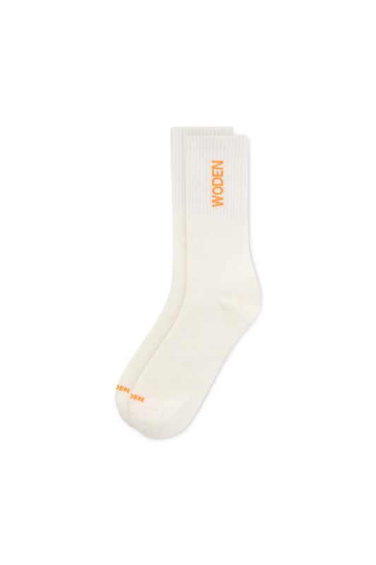 Woden I Sporty strømper med logo i creme