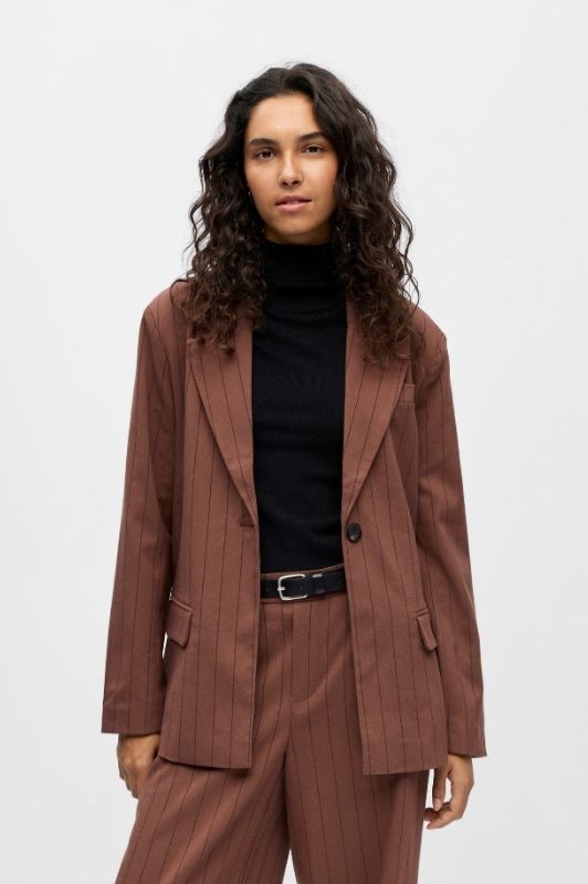 Object LO Lisa blazer i brun pinstripe