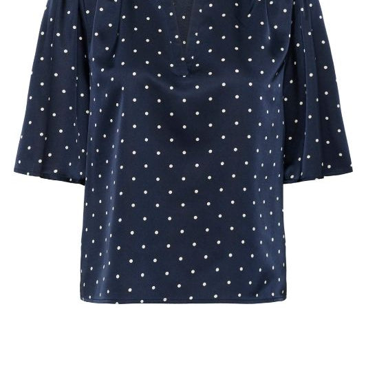 Saint Tropez Magalie bluse | Mørkeblå top med hvide polkaprikker