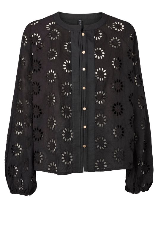 Prepair Avery I Sort broderi anglaise skjorte