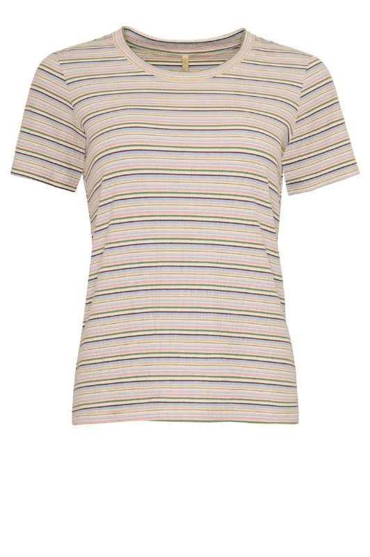 Ofelia Simona t-shirt | Ribbet stribet t-shirt i pastelfarver I Dresslab