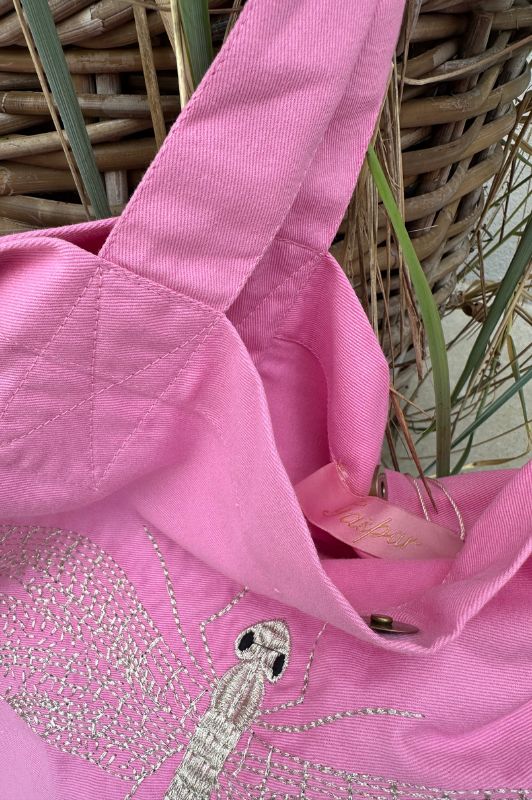 Gaspar Fiji tote bag pink med broderi I Dresslab