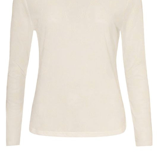 Ofelia Gitte bluse | Offwhite meshbluse med tone i tone print