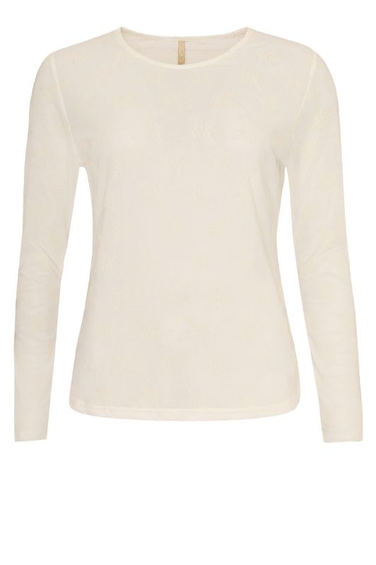 Ofelia Gitte bluse | Offwhite meshbluse med tone i tone print