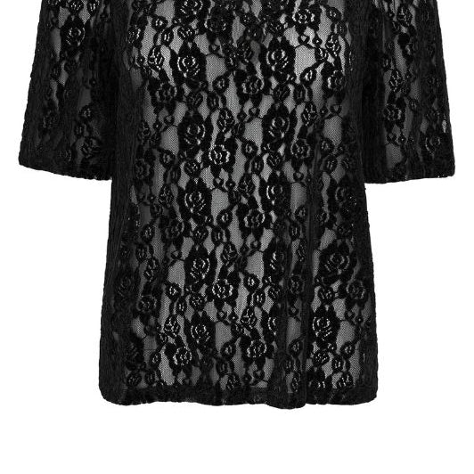 Ofelia Mel bluse I Kortærmet sort blondebluse i velour