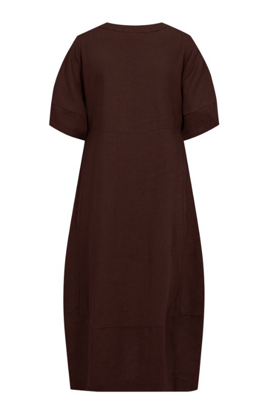 Freequent Lava balloon dress | Ballon hørkjole i brun | Dresslab