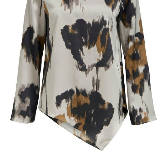 Object Chilli top i Asymmetrisk satintop i smukt gråt print