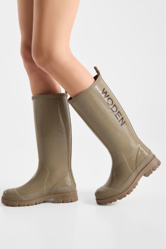 WODEN Le glossy waterproof | Silver mink shiny gummistøvle