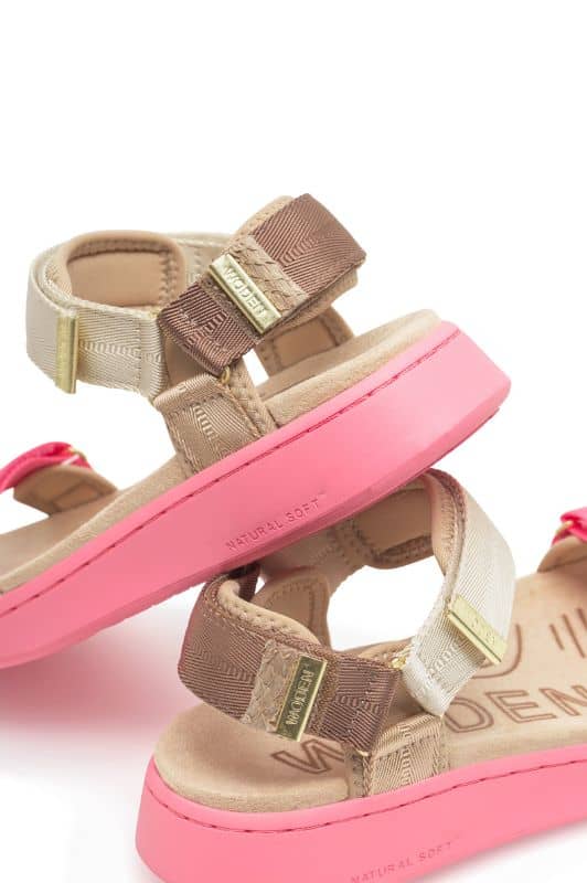 Woden Line sandal | Damesandal tricolor raspberry