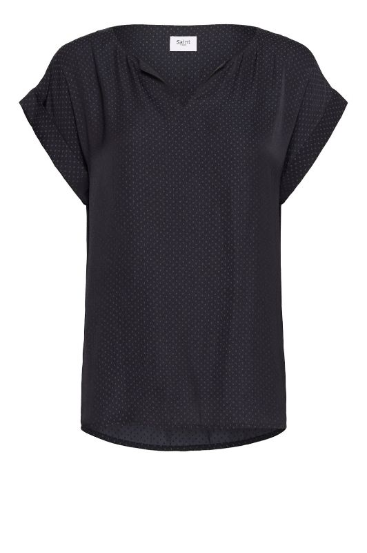 Saint Tropez Briana bluse | Kortærmet top i mørkeblå