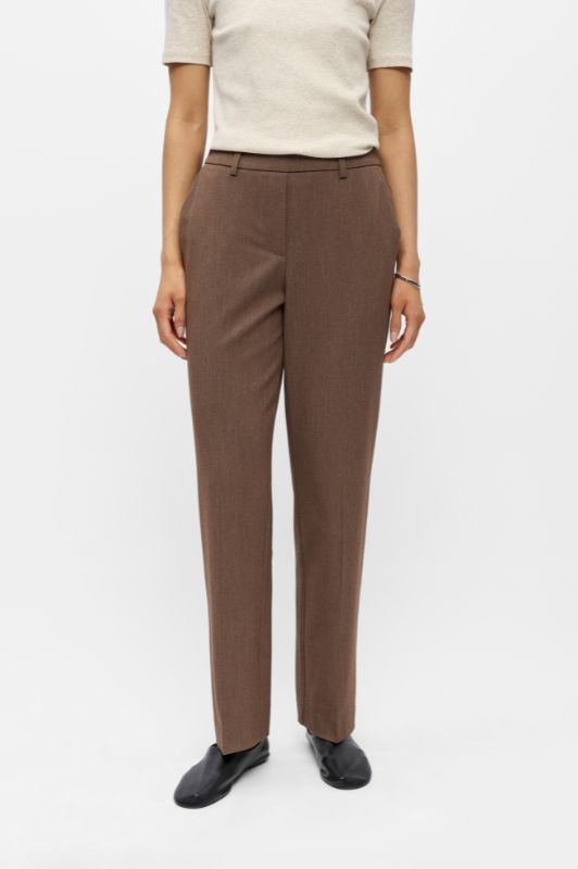 Object Lisa straight pant brun melange L32 I Bestseller buksen 2026