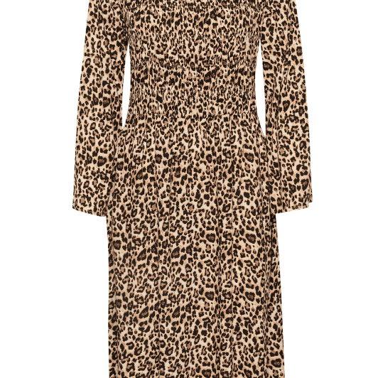 Saint Tropez Gazel Dress I Leopard kjole med smockdetaljer