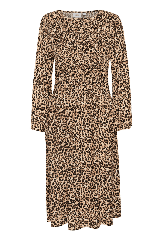 Saint Tropez Gazel Dress I Leopard kjole med smockdetaljer