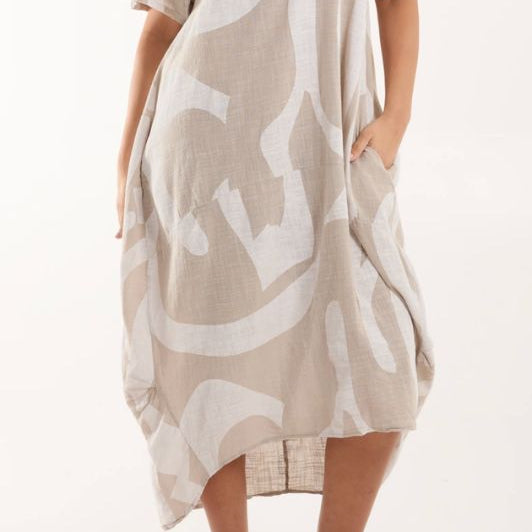 Studio West dress I Cocoon sommerkjole med sand print