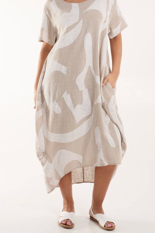 Studio West dress I Cocoon sommerkjole med sand print