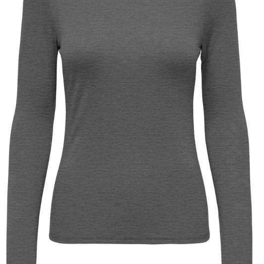 JDY Suma basis top | Langærmet uld t-shirt I Gråmelange
