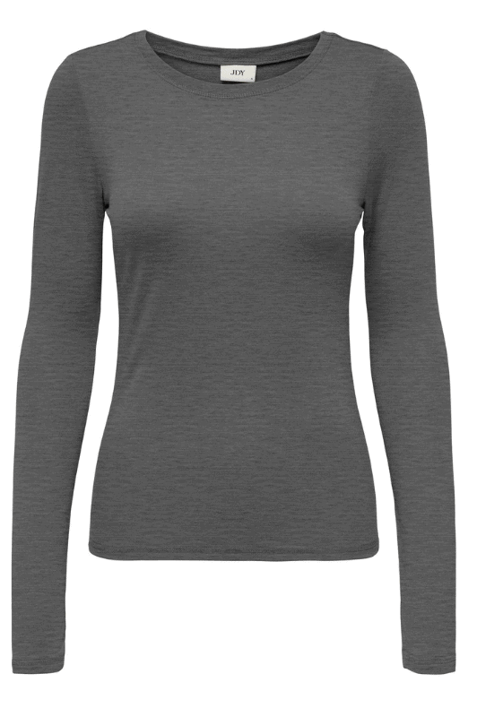 JDY Suma basis top | Langærmet uld t-shirt I Gråmelange