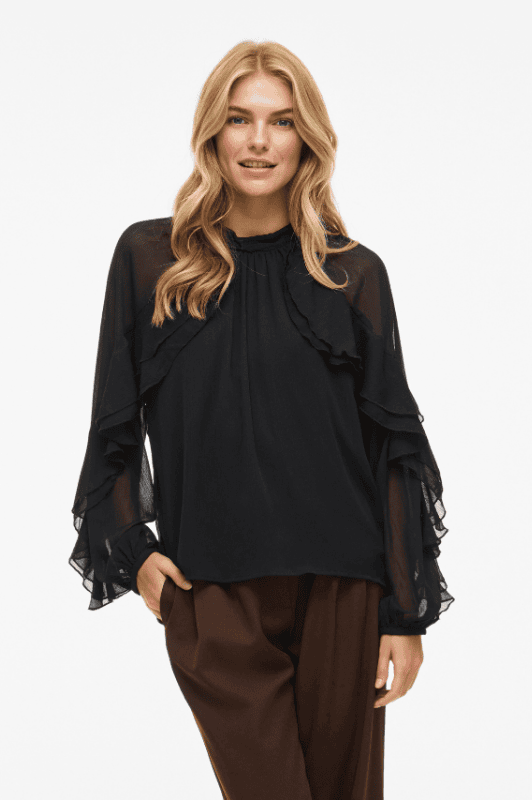 VILA Vibinna top | Chiffon top i sort
