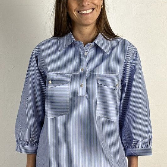 Gaspar Oslo shirt I Cool bluse i blåt strib I Dresslab