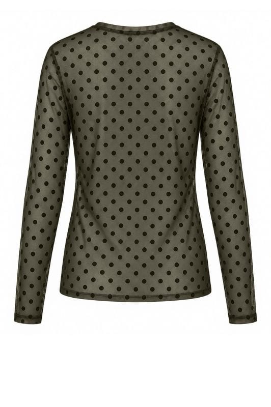 Luxzuz Dot mesh t-shirt I Army prikket meshbluse
