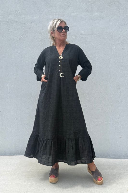 Gaspar Loule broderi anglaise kjole i sort
