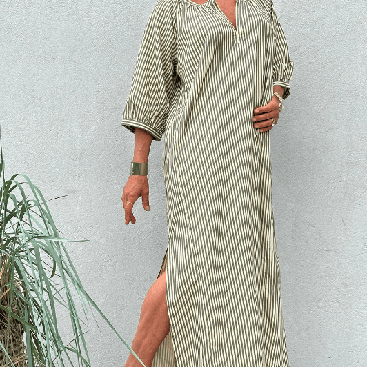 PRE ORDER Gaspar Athen print kaftan | Flot olive green print I Dresslab