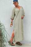Gaspar Athen print kaftan | Flot olive green print I Dresslab
