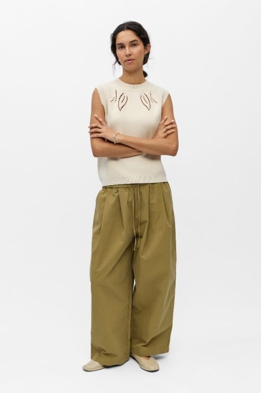 Object Yuki strikket cremefarvet top med burnout effekt I Dresslab