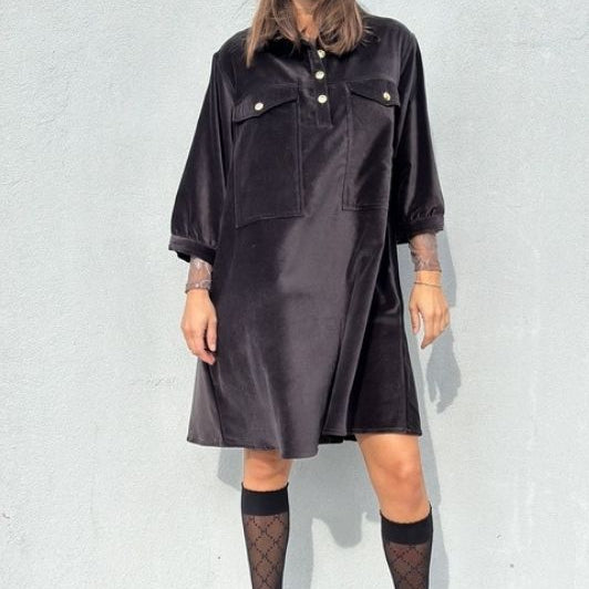 Gaspar Velvet dress | Cool grå velour kjole