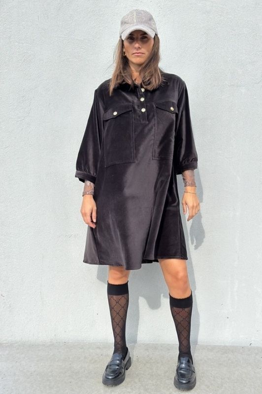 Gaspar Velvet dress | Cool grå velour kjole