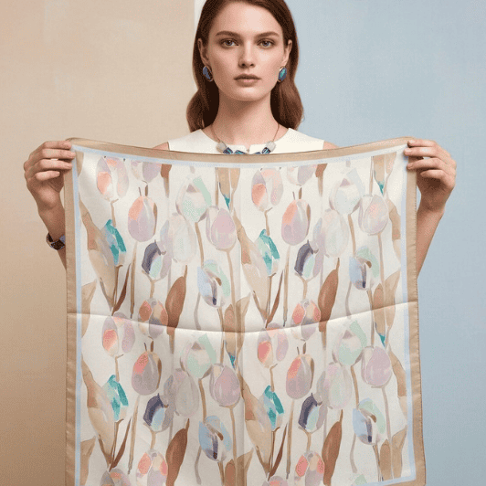 Atelier Paris I Akvaral tørklæde med tulipan print I Dresslab