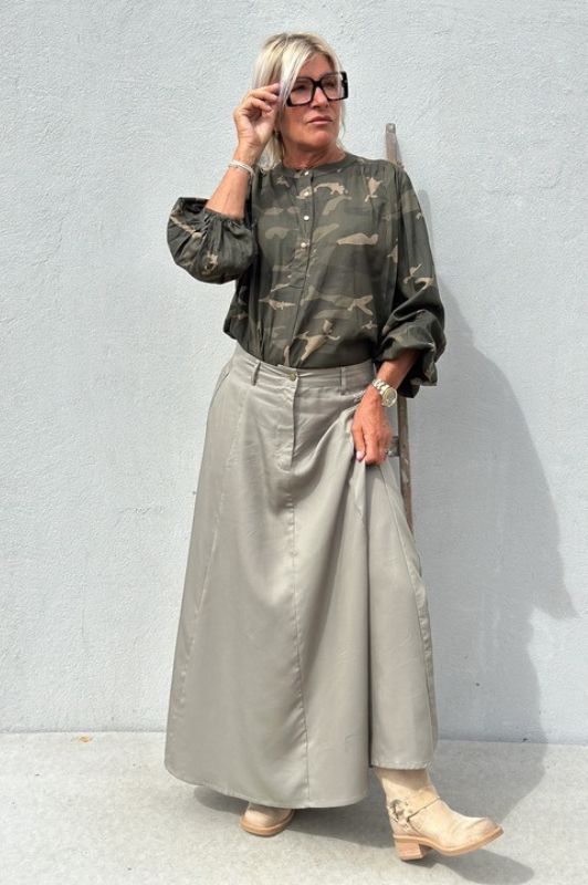 Gaspar Seoul nederdel i grå tencel