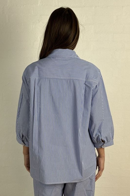 Gaspar Oslo shirt I Cool bluse i blåt strib I Dresslab