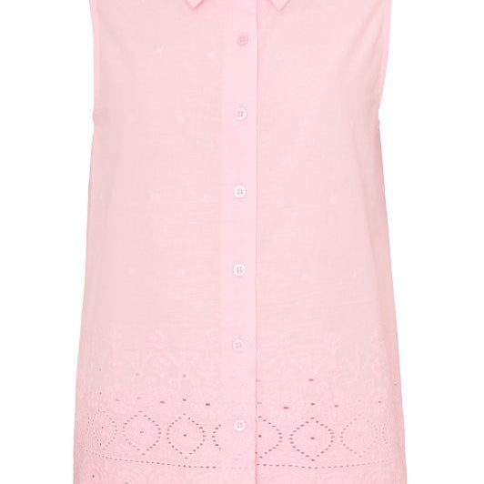 Ofelia Coco rosa ærmeløs bluse med broderi I Dresslab