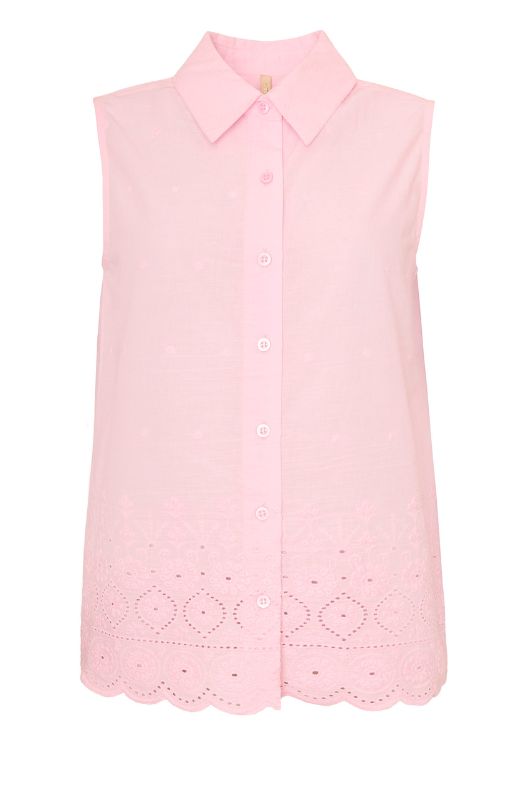 Ofelia Coco rosa ærmeløs bluse med broderi I Dresslab
