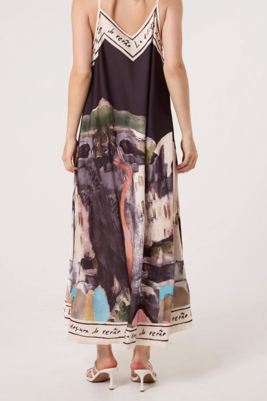 PRE ORDER Studio West dress I Smuk printet stropkjole i sorte nuancer