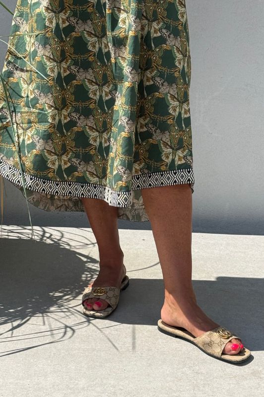 Gaspar Mumbai butterfly dress | Grøn printet kjole I Dresslab