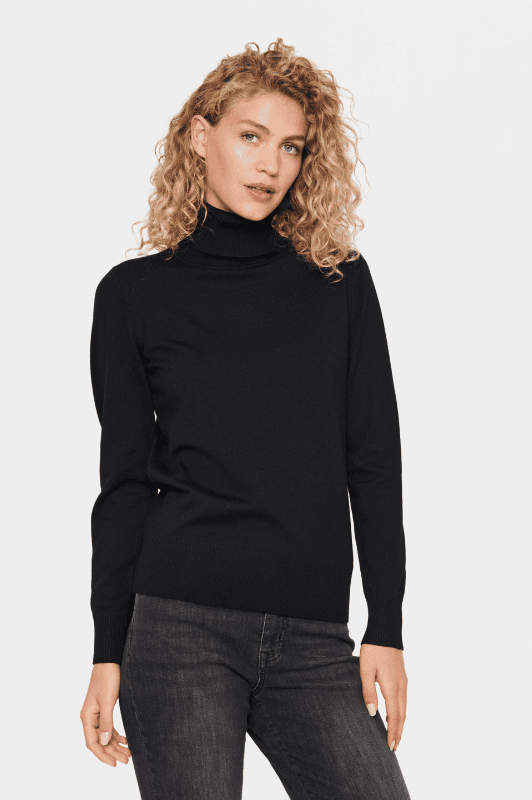 Saint Tropez Mila strik | Strikket rullekrave pullover I Sort