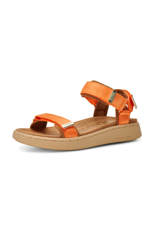 Woden Line sandal | Damesandal i orange I Natural Soft sål