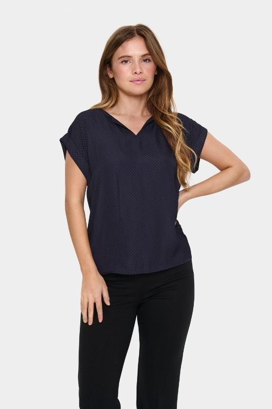 Saint Tropez Briana bluse | Kortærmet top i mørkeblå