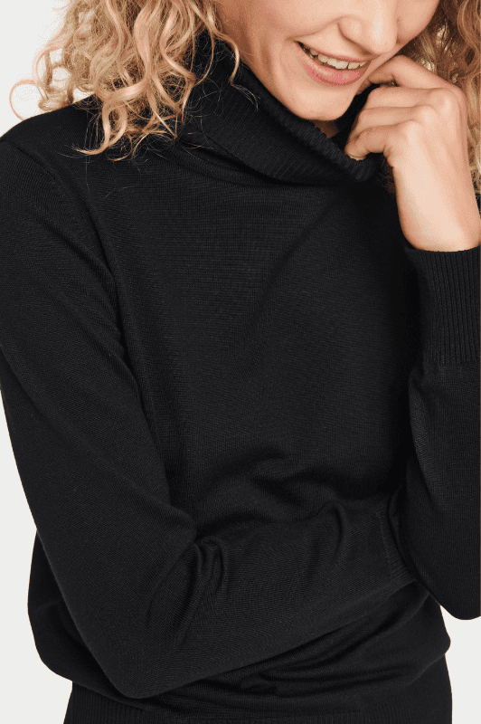 Saint Tropez Mila strik | Strikket rullekrave pullover I Sort