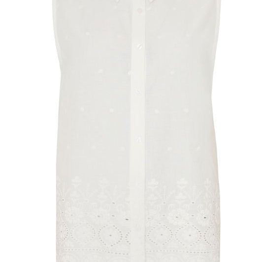 Ofelia Coco hvid ærmeløs bluse med broderi I Dresslab