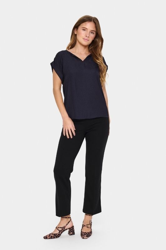 Saint Tropez Briana bluse | Kortærmet top i mørkeblå
